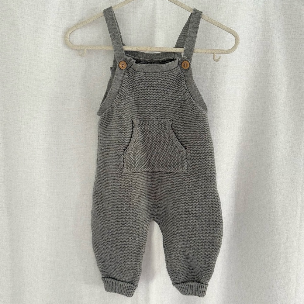 Little Planet by Carter's Baby Organic Sweater Knit Overalls - 3M, Dark Gray